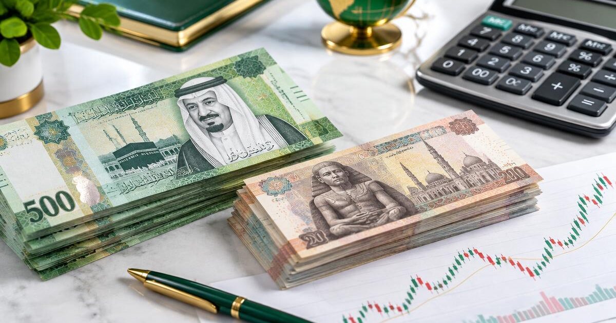 سعر الريال السعودي مقابل الجنيه المصري أوراق الريال السعودي والجنيه المصري مع رسم صرف العملات